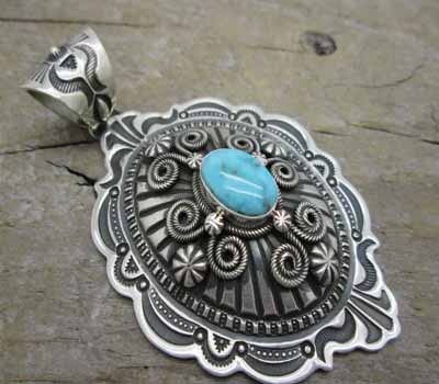 Indian Pendant Sterling Valley Blue Turquoise